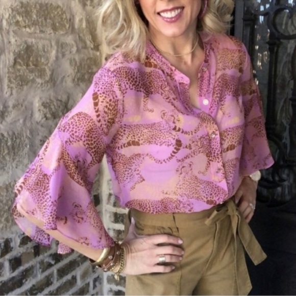 CAbi 5711 Minx Sheer Leopard Blouse Size XS - Picture 2 of 9